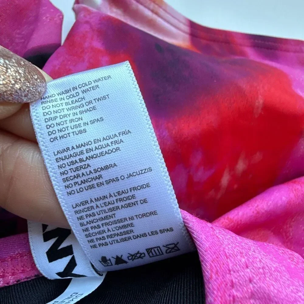 NWT DKNY pink abstract “mirage” tie back swimsuit Size S - Picture 7 of 8